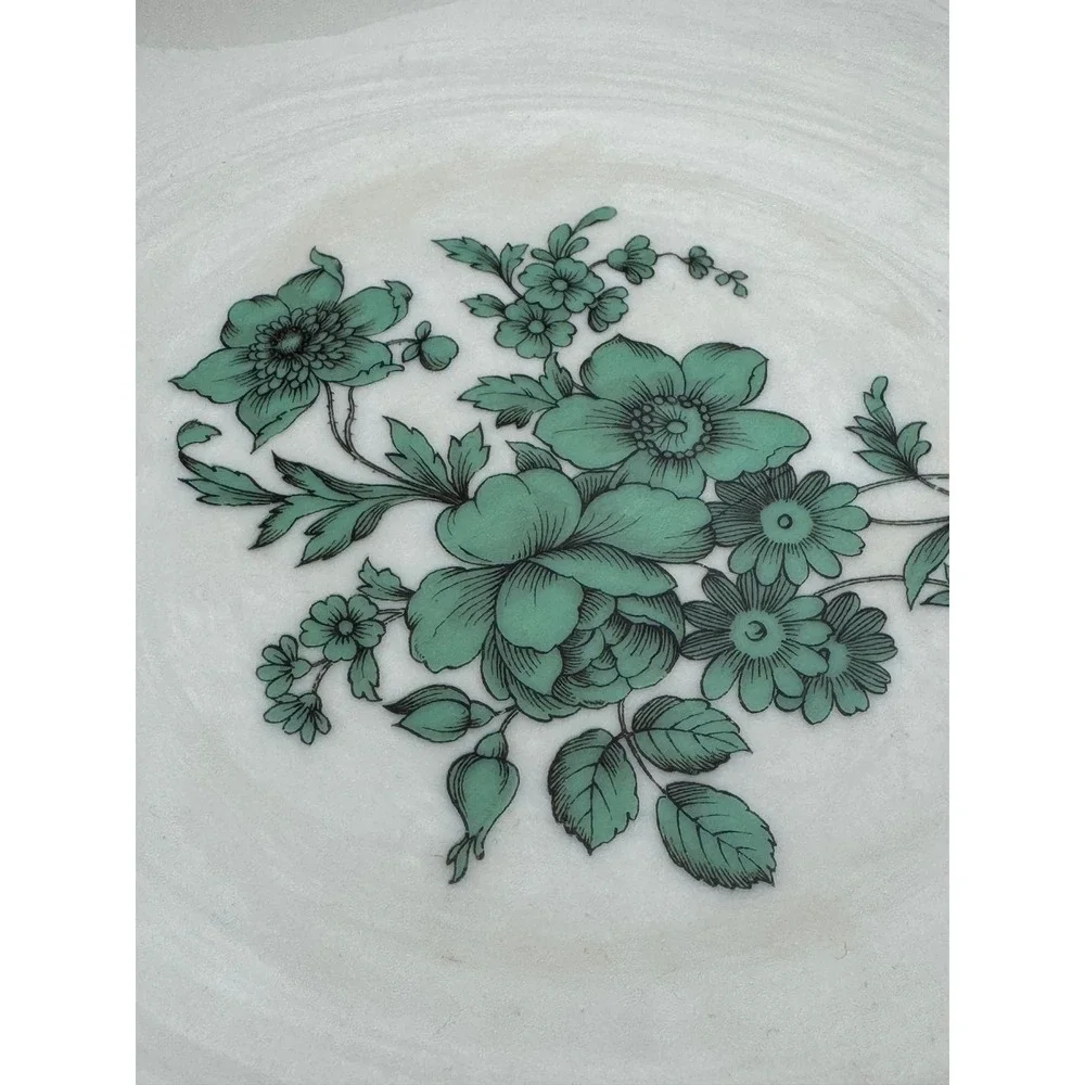 Rosenthal Germany Continental Green Floral Footed Serving Bowl Vintage Porcelain
